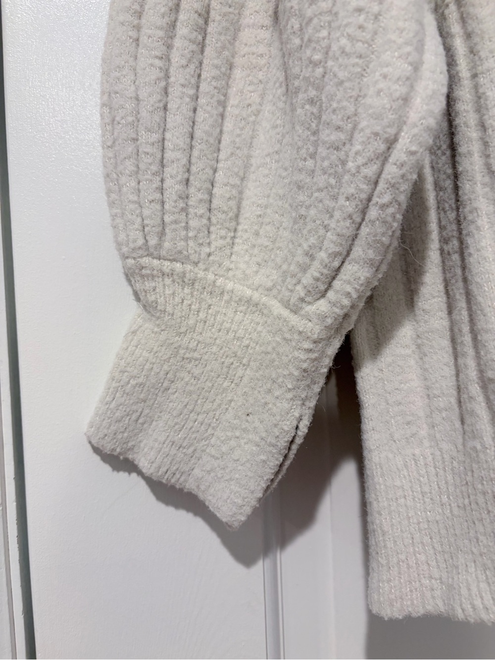 aerie Cream Ribbed Crewneck Sweater - Picture 4 of 8